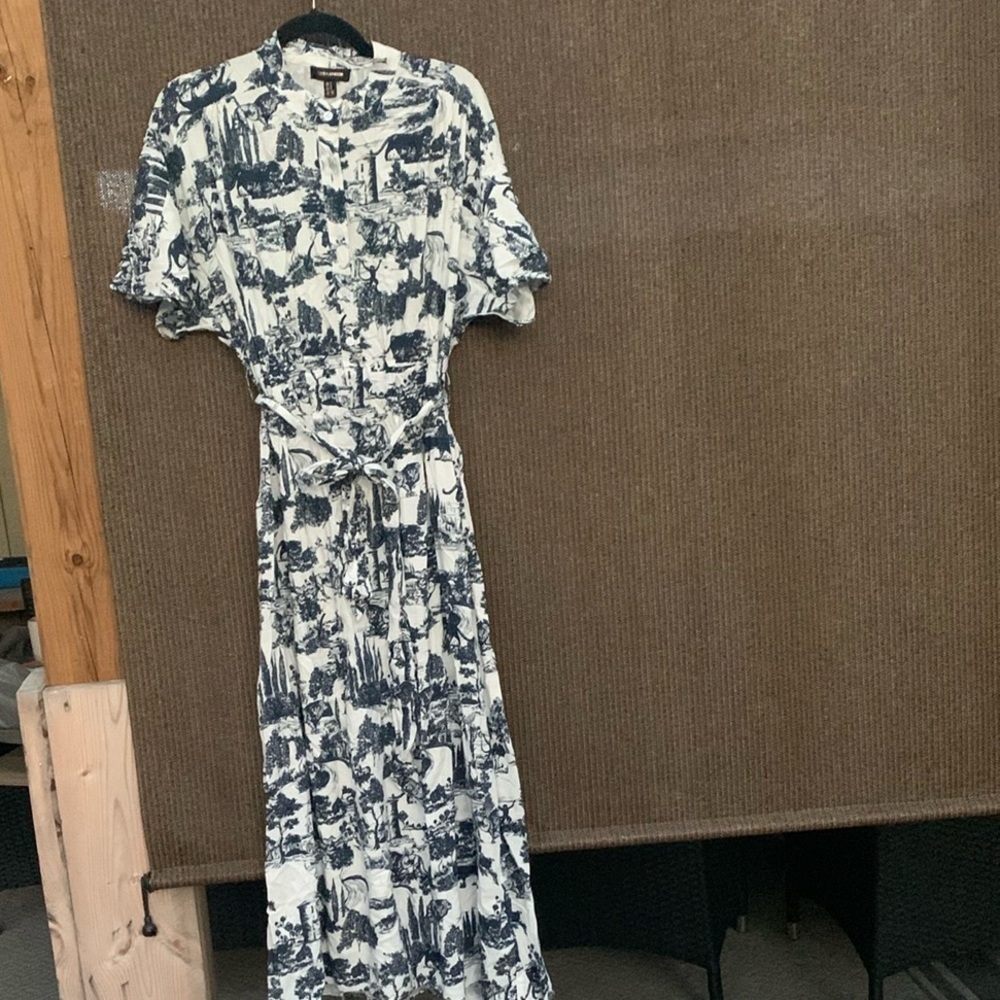 QED London Navy and Cream Patterned Blouse - Picture 5 of 8